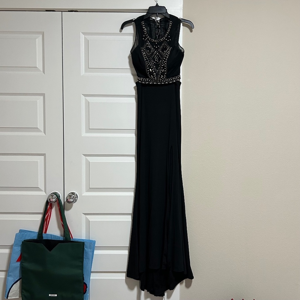 Black Two Piece Dress with Gold Embellishments
